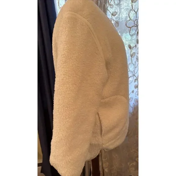 Haven Well Within Talbots White/ Ivory Reversible Sherpa Quilted Jacket Size L - Picture 5 of 9